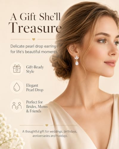 Gold Pearl Clip on Earrings for Women Elegant Small Cubic Zirconia Drop Earrings for Bridal Bridesmaid Wedding Jewelry - size: 0.98in