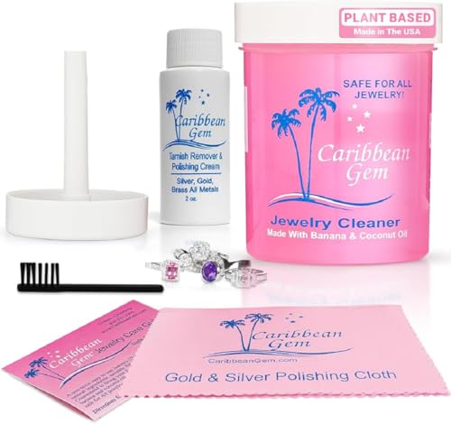 All Purpose Jewelry Cleaner Kit w/8oz Cleaning Solution & Polishing Cream, Basket & Brush - Jewelry Cleaner Kit for Gold, Silver, Diamonds, Rings, Gems & Precious Stones - style: Tarnish Removing Kit