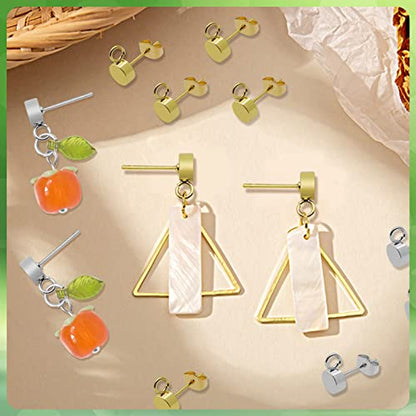 224pcs Earring Studs for Jewelry Making,Gold Plated Stud Earrings Hypoallergenic Stud Earring with Loop Stainless Steel Earrings Posts with Ear Nut for DIY Making,Favors(14K Gold,Silver) - color: 224pcs;14K Gold,Silver