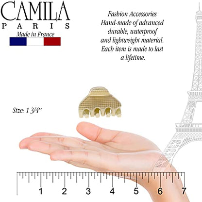 Camila Paris CP3195 French Small Hair Clips for Women, 1.75" Small Claw Clip Fashion Styling Mini Hair Clip Accessories for Women, Strong Hold No Slip Grip Cute Claw Clips, Made in France - color: Gold 1.75"