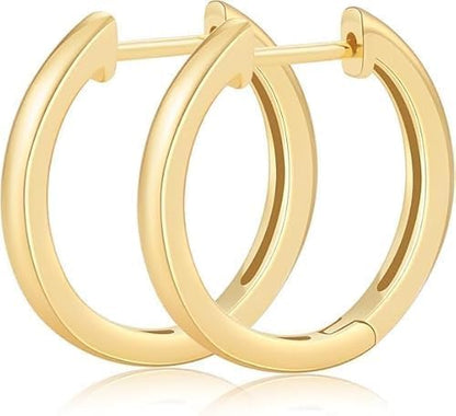 14K Gold Huggie Hoop Earrings for Women - Small Minimalist Earrings - size: 12 millimeters