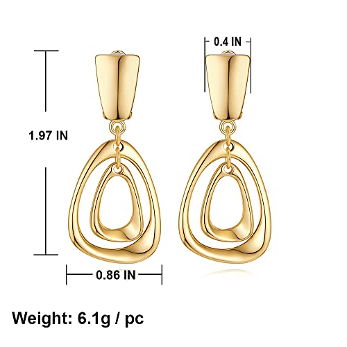 Matte Gold Silver Large Clip On Earrings for Women Statement Earrings - color: Color A
