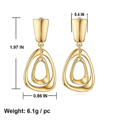 Matte Gold Silver Large Clip On Earrings for Women Statement Earrings - color: Color A
