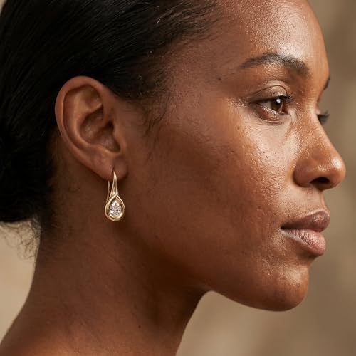 14K Gold & Silver Plated Trendy Bezel Set Cubic Zirconia Drop Earrings Minimalist Teardrop Hook Earrings for Women Diamond Crystal Charm Statement Teardrop Earrings Jewelry Gifts - color: Gold-Waterdrop zircon