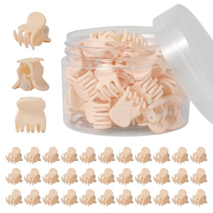 YOHAMA 36Pcs Beige Mini Hair Claw Clips for Women&Girls, Strong Bangs Clips | Durable Strong Springs, Great Grip, Thick Plastic, Non-non-Pulling or Snagging, Holder Tightly, Multifunction, Holiday Gifts - color: Beige-1.4cm