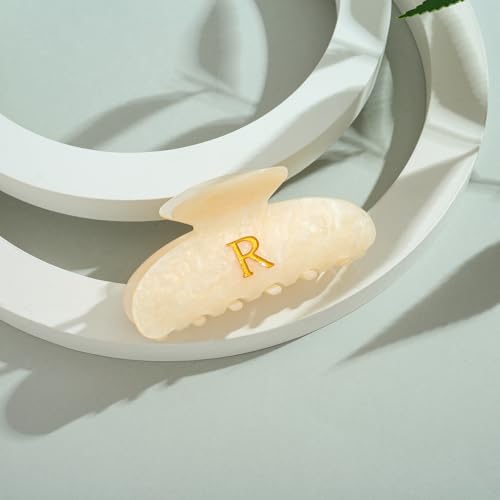 LILIE&WHITE Acrylic Letter Hair Clips For Women Stylish R Monogram | Alphabet Hair Clip Fashion Glitter Claw Clip Elegant And Durable Hair Accessory Large Hair Clips R - color: HC22539R