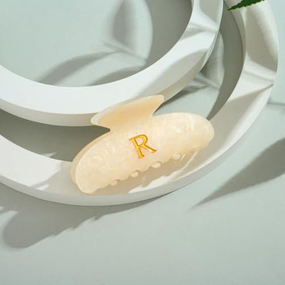 LILIE&WHITE Acrylic Letter Hair Clips For Women Stylish R Monogram | Alphabet Hair Clip Fashion Glitter Claw Clip Elegant And Durable Hair Accessory Large Hair Clips R - color: HC22539R