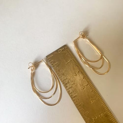 Tassel Earrings for Women Gold Plated Silver Chain Earrings Dainty Minimalist Dangle Drop Studs - color: E-Gold with Three Chains