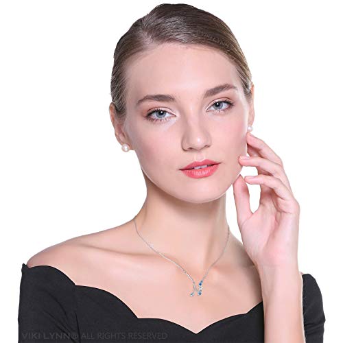 VIKI LYNN Initial Necklace for Women 925 Sterling Silver Initial A to Z Letter Pendant Necklace with Blue Flower Cubic Zirconia Birthday Engagement Gift for Women,Mom, Couple - style: Letter N