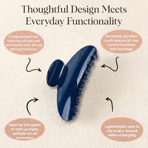 4Pcs Large Claw Hair Clips for Women, 4-Inch Durable Hair Claw Clips Smooth & Easy to Wear|No Snagging & a Secure Grip, Fashion Hair Accessories for Thin & Medium Thick Hair(Blue Apricot Gray Green) - color: Group 2