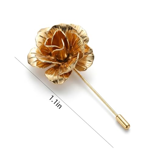 Gold Rose Pin for Men, Suit Pins for Men, Mens Brooches for Suits, Tie Accessories for Jackets, Men's Silver Gold Lapel Pin for Wedding
