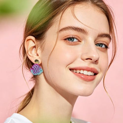 Cute Acrylic Tropical Fish Earrings Creative Parrot Hornbill Drop Dangle Earrings Stylish Animal Statement Earrings Daily Wear Jewelry for Women - color: Rosered Blue Fish