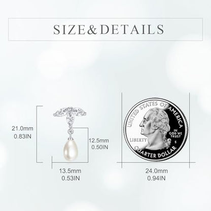 Moissanite Pearl Earrings for Women Sterling Silver Tree of Life Drop Dangle Jewelry Gifts for Wedding Anniversary Birthday