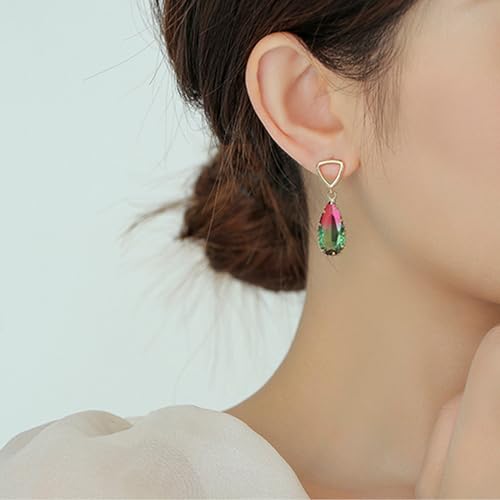 Crystal Earrings CXUEMH Teardrop Earrings for Women Blue and Green Dangle Earrings Elegant Earrings for Prom Emerald Green Earrings Formal Jewelry Crystal Drop Earrings - color: Style E