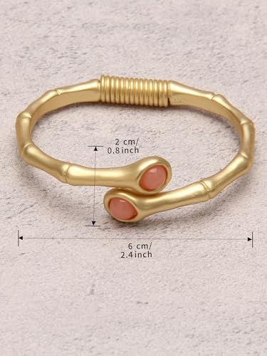 Gold Cuff Bracelet for Women Chunky Bracelet Statement Bracelet | Chunky Bangle Bracelets for Women Silver Beaded Open Bangle Stackable Stretch Bead Bracelet Boho Jewelry Gift for Wife Couple - style: Chunky Gold Bracelet