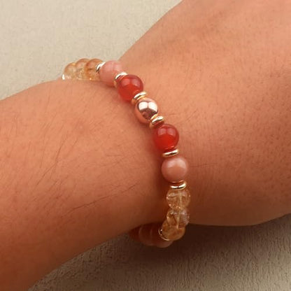 KSQS Healing Stone Bead Bracelet for Women, Natural Gemstones Balance Protection Bracelet, Spiritual Crystal Beads Bracelet Anxiety Relief with Meaning Card - color: Uplifting