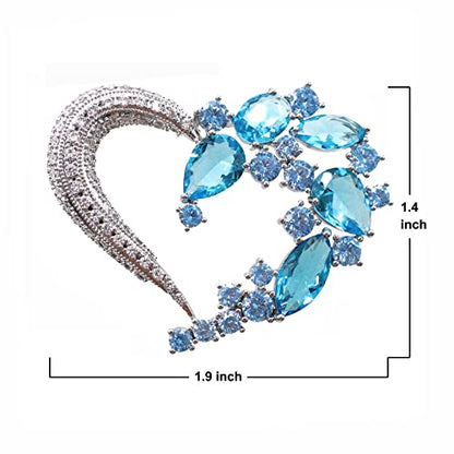 Brooch Pins for Women Girls Fashion Flower Crystal Rhinestone Pearl Jewelry - color: Light Blue