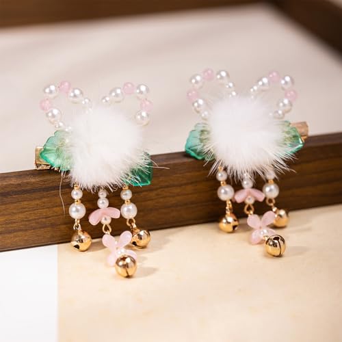 A Pair Wedding Hair Clips, Handmade Floral Design Crystal Hair Clips Pearl Barrettes, Rhinestones Flower Clips Pearl Headpieces Hair Pins Hair Accessories for Women Girls (Green&White) - color: Green&White