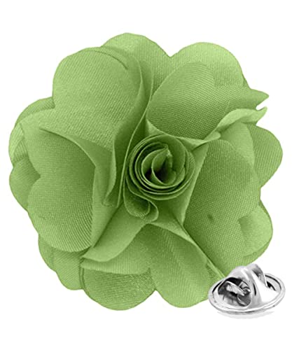 Premium Men's Formal Solid Color Flower Lapel Pin - Boutonniere for Men, Brooch Pin - color: Sage