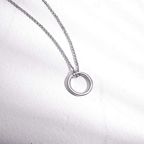 S.Leaf 18K Gold Plated Cubic Zirconia Choker Necklace for Women 925 Sterling Silver Layered Coin Moon Star Heart Circle Crystal Lariat Pendant Necklaces Gifts for Women Trendy - color: Circle_Silver