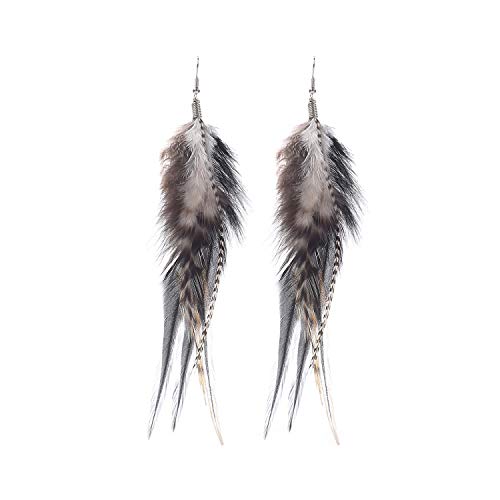lureme Bohemian Multicolor Pheasant Feathers Dangle Earrings Handmade Natural Feather Earrings (er006314) - style: Style F
