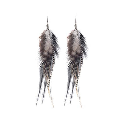 lureme Bohemian Multicolor Pheasant Feathers Dangle Earrings Handmade Natural Feather Earrings (er006314) - style: Style F