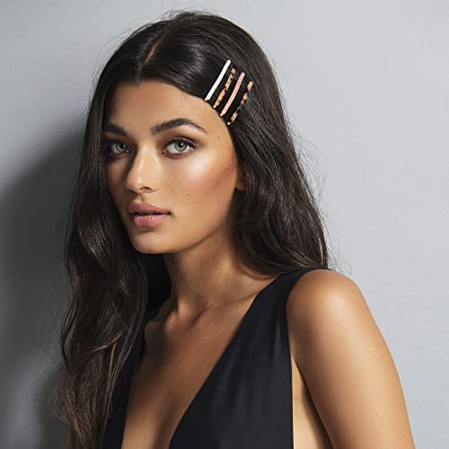 The Hair Edit Marble Bobby Pins - Slim Multicolor Tortoise Acetate Fashion Hair Clips, 4 pack