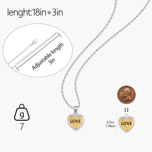 Ahiller Women's Necklace, Dainty Pendant Choker, Adjustable Chain | Heart Initial & Round Pendants, Daily Necklace,17-21" Adjustable Necklaces, Trendy Minimalist Jewelry, Stainless Steel Chain - color: Gold-Love, style: Other Shapes - Multi-Color
