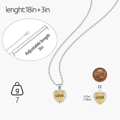Ahiller Women's Necklace, Dainty Pendant Choker, Adjustable Chain | Heart Initial & Round Pendants, Daily Necklace,17-21" Adjustable Necklaces, Trendy Minimalist Jewelry, Stainless Steel Chain - color: Gold-Love, style: Other Shapes - Multi-Color