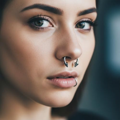 SynHHergyx 16 Gauge Small Septum Ring Septum Piercing Jewelry16G Nose Rings 6-12mm Lip Earring Eyebrow Hoop Rings Silver