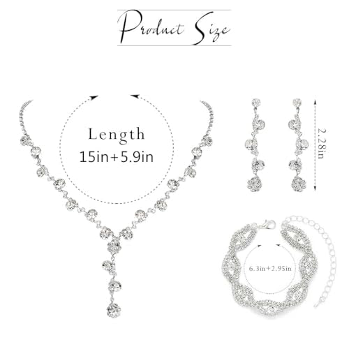 Sixexey Rhinestone Earrings Sparkly Bracelet Earring Party Prom Earrings Jewelry for Women - color: Silver