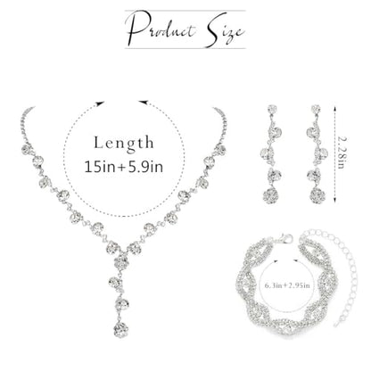 Sixexey Rhinestone Earrings Sparkly Bracelet Earring Party Prom Earrings Jewelry for Women - color: Silver