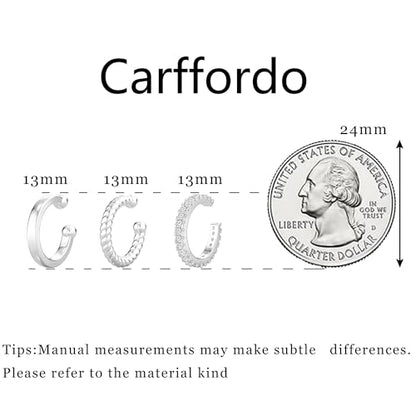 Carffordo 3Pcs Ear Cuffs Non Piercing for Women, Dainty Clip on Earrings | Trendy 14K Gold Plated Ear Cuff with Cubic Zirconia, Fake Piercing Cartilage Earrings, Lightweight Jewelry for Daily Wear - color: 02-Silver Ear Cuff