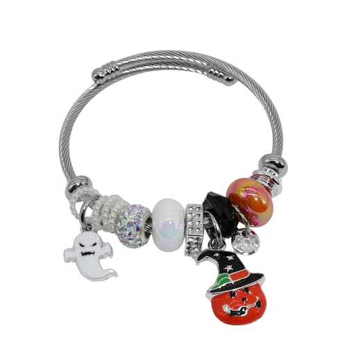 Charm Bracelets for Womens,Exquisite Cute Cartoon Friendship Silver Bracelets Stainless Steel Bangle, Womens Jewelry Suitable for Holiday Gifts and Birthday Gifts - color: z-Halloween bracelet