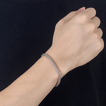 Dankadi Italy Smooth 3MM 4MM Round Snake Chain Bracelet Solid 925 Sterling Silver Men Women 6.3" 6.7" 7" 7.5" 8" 8.5" 9" 9.5" Bangle Charm Jewelry Gift - color: 4MM, size: 6.7 inches