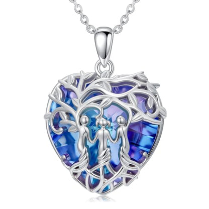 925 Sterling Silver Necklace Gifts for Women Crystal/Opal Jewelry Pendant Christmas Birthday Gift - style: Sister-A