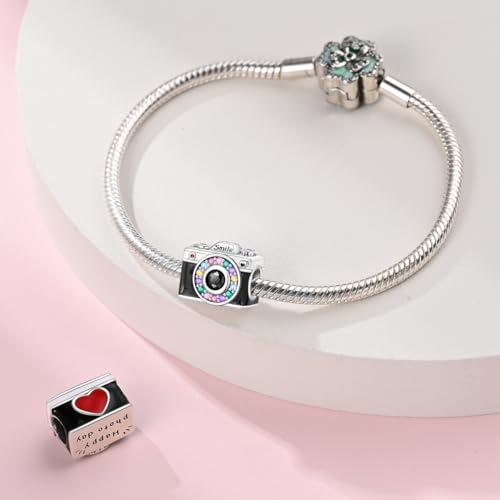 Pandach 925 Sterling Silver Charms Beads for Bracelets and Necklaces Butterfly and Headphones Pendants Clover Charms Jewelry Gift for Women - style: Camera beads