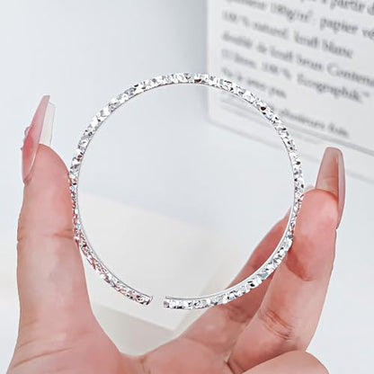 925 Sterling Silver Bangles For Women Handmade Silver Bangles Open Adjustable Bangle Bracelets For Women Silver Open Cuff Bracelets Stackable Wrap Bangles Festival Jewelry Gifts - color: Style 03