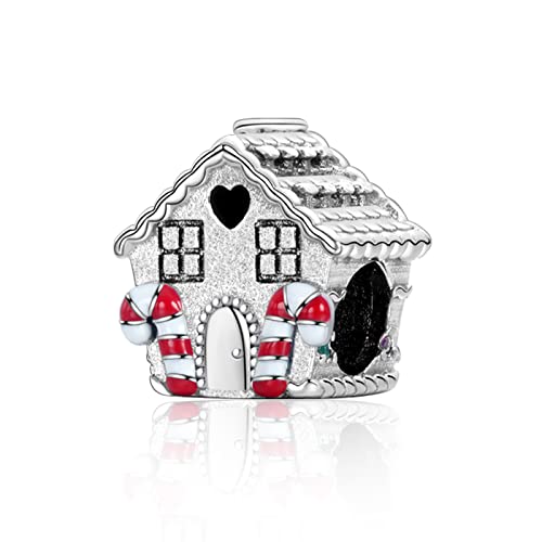 MITSOKU 925 Sterling Silver Charms for Bracelets Necklaces Animal prototype Pendant Safety Chain Dangle Pendants Beads Christmas Day Charms Jewelry Gift for Women - style: 3-Gingerbread House