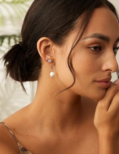5 Pairs Pearl Earrings for Women Hypoallergenic Ball Studs Earrings Set Women 316L Surgical Steel Silver Pearl Earrings Birthday Valentines Day Gifts - color: A003-silver