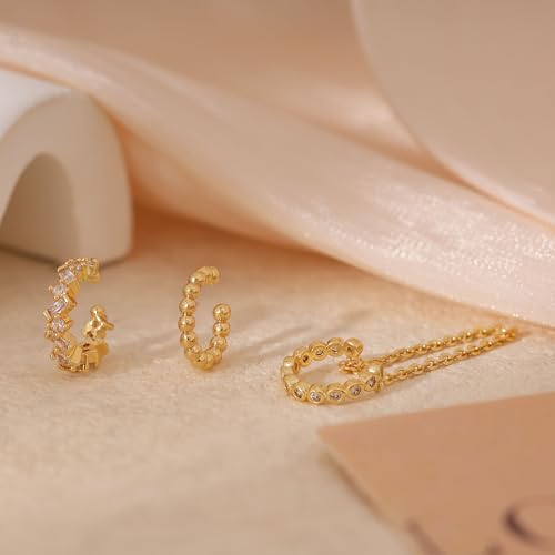 Ear Cuff Earrings for Women Non Piercing,Dainty 14K Gold Plated Chain Cartilage Earrings Set Gold Statement Cuff Earring Stack Fashion Cartilage Earrings for Women Trendy Gold Jewelry - color: ear cuff2-Gold