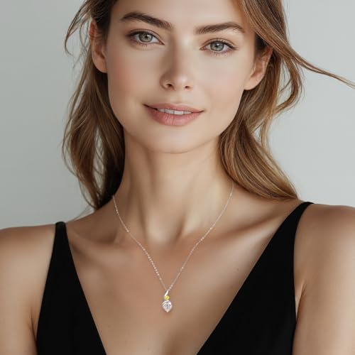 ANDSO Heart Moissanite Necklaces Birthday Jewelry Gifts for Women | S925 Silver /Gold Plating Birthstone Necklace, Ideal Anniversary Christmas Valentine Present for Mom Wife Her Girlfriend - style: Silver-2 Carat-Citrine Yellow