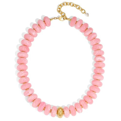 Chunky Colorful Choker Necklace for Women - Summer Beach Round Resin Beads Necklace, Trendy Statement Summer Beach Jewelry Birthday Gifts for Vacation Holiday - color: 18mm Soft Pink Bead