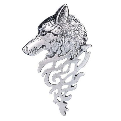 HETICA Vintage Animal Dragon Skull Wolf Crown Lion Brooch for Men Women Suit Tie Dress Lapel Pin Fashion Jewelry - style: Vintage Silver Wolf Head