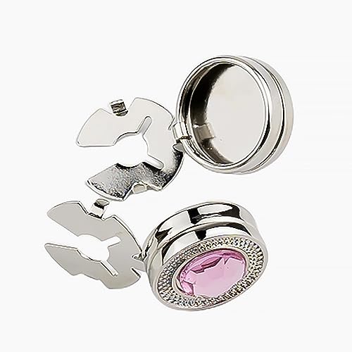Mens Button Covers Tuxedo Shirt Cufflinks Alternative | Fake cufflinks and alternative fashion jewelry accessories for mens formal business dress shirts suits and groomsmen - color: H Silvery pink