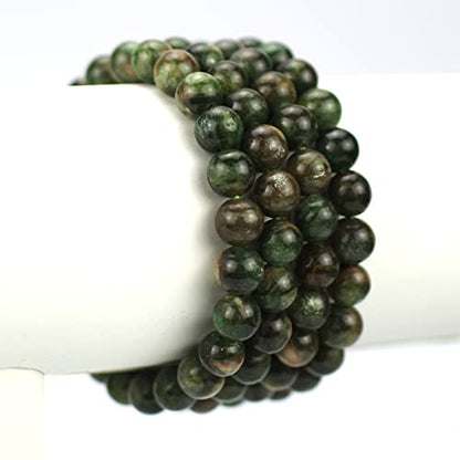 Angelstones Gemstones 8mm Round Beads Healing Crystal Bracelet for women | Natural Gemstone, Handmade Gifts for Women, Healing Crystal Round Beaded Stretch Bracelets, Unisex Jewelry for Women and Men - color: Green Mica