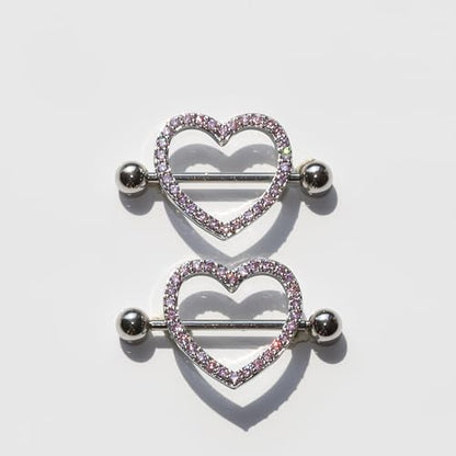 BSJ4U Nipple Piercing Jewelry 14G Stainless Steel Nipple Rings for Women Heart Butterfly Flower Bow Nipple Barbells - color: Pink CZ Nipple Piercing Jewelry