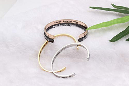 Inspirational Open Bracelet Cuff for Women Men Engraved Keep Fucking Going Bracelet Bangle Stainless Steel Arrow Bracelet Fashion Wristband Jewelry - color: D:Black/Keep Fucking Going