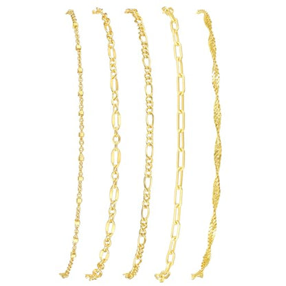 Gold Bracelets for Women, 14K Gold Plated Stackable Bracelet Stack Set Adjustable Charm Small Square Chain Snake Link Layered Waterproof Jewelry Sets Gifts - color: Bracelets-2 Gold