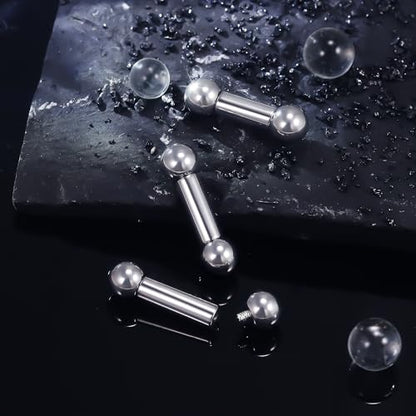Ruifan Grade 23 Titanium Internally Threaded Nipple Piercing Jewelry Barbell Ring PA Tongue Rings Nipple Straight Body Piercing Jewelry for Women Men 16G 14G 12G 8G 6G 4G 2G - size: 4GA - 9/16" (14mm)